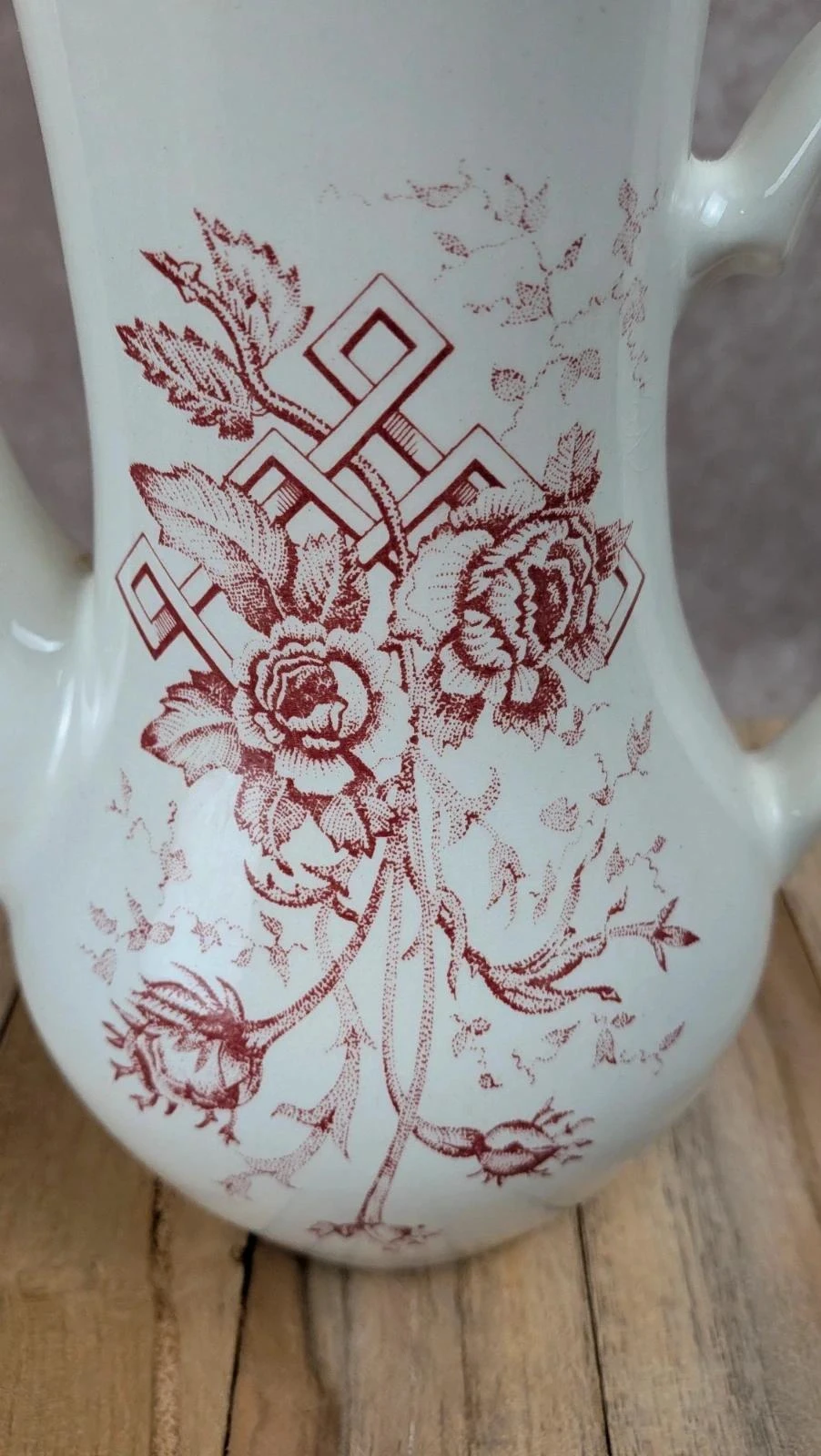Tetera/cafetera vintage Sarreguemines – decoración floral roja – photo 2